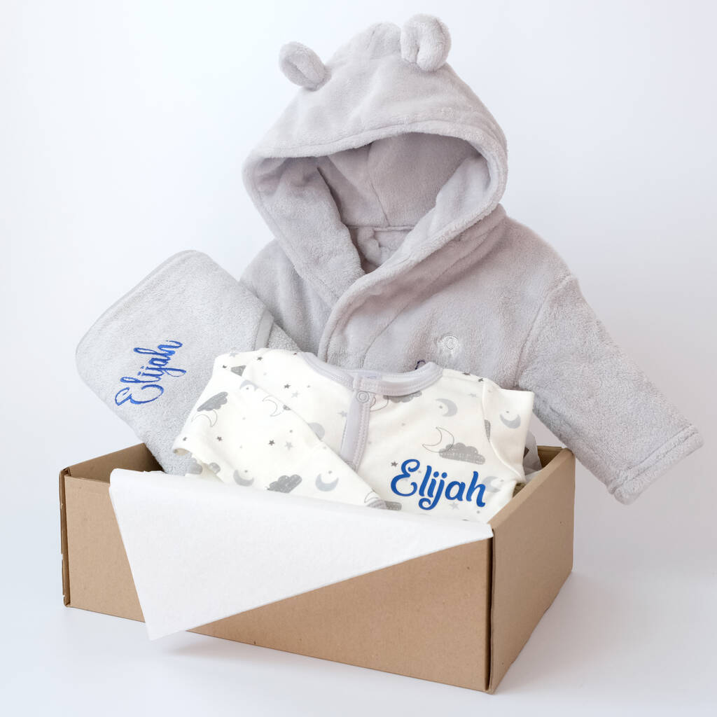 Personalised Unisex Grey Baby Gift Set By KEEDD | notonthehighstreet.com