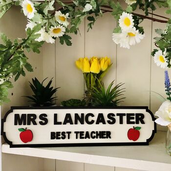 Personalised Teacher Name Wooden Double Roadsign, 9 of 12