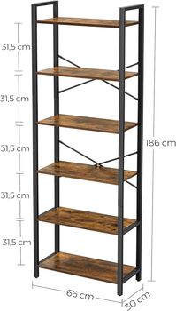 Six Tier Bookshelf Industrial Freestanding Bookcase, 9 of 12