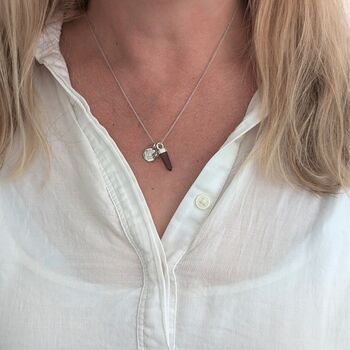 The Trio Star Point Smokey Quartz Necklace, Silver, 2 of 6