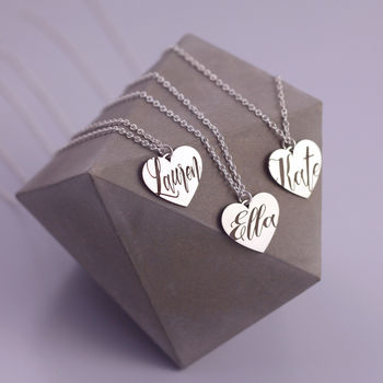 Bespoke Name Necklace On Sterling Silver Heart, 11 of 12