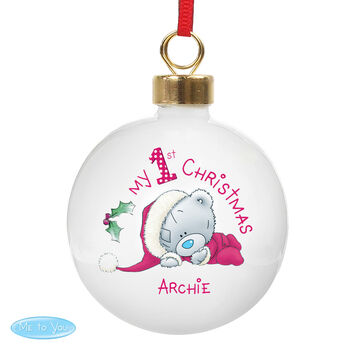 Personalised Me To You 1st Christmas Bauble, 2 of 4