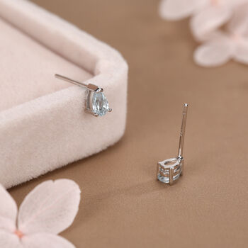 Genuine Swiss Blue Topaz Crystal Droplet Stud Earrings In Sterling Silver, 5 of 12