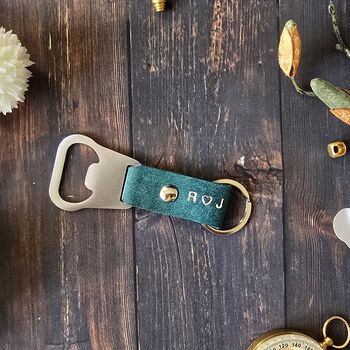 Leather Bottle Opener Keyring Personalised Gift, 2 of 7