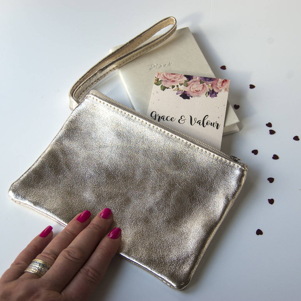 Italian Leather Clutch Purses Metallic Tones By Grace & Valour