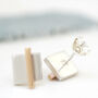Geometric Earrings. Square Silver And 9ct Gold Studs, thumbnail 6 of 11