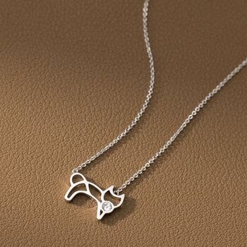 Sterling Silver Cat Pendant Necklace, 3 of 6