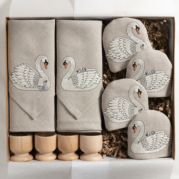 Luxury Embroidered Swan Tableware Gift Set, 8 of 10