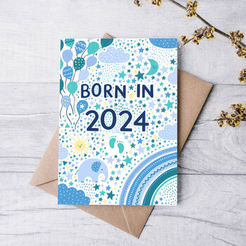 New Baby Boy Card, Born In 2024, Blue, 2 of 3