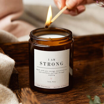 Mindfulness Gift For Her I Am Strong Affirmation Candle, 2 of 12