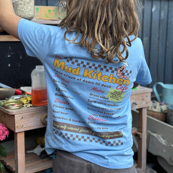 Mud Kitchen Kids T Shirt The Mud Kitchen Cafe Fun Retro Kids Top, 2 of 11