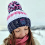 Navy Pink Reflective Super Bobble Hat, thumbnail 5 of 7