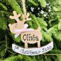 Baby's First Christmas Rocking Reindeer Tree Decoration, thumbnail 6 of 8