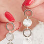 Silver Circle Stud Dangly Earrings, thumbnail 5 of 9