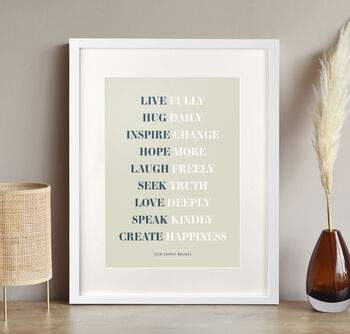 Personalised Our Family Beliefs Print, 2 of 7