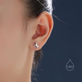 Mismatched Unicorn And Rainbow Stud Earrings In Sterling Silver, 2 of 12