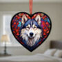 Alaskan Malamute Stained Glass Effect Heart Suncatcher, thumbnail 4 of 6