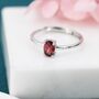 Sterling Silver Natural One Carat Red Garnet Oval Ring, thumbnail 4 of 12