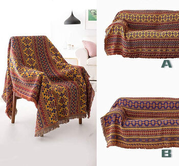 Bohemian Sofa Throw Blanket With Tassels Cotton Knitted, 3 of 9