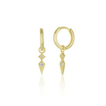 Sterling Silver Pave Spike Rhombus Drop Earring, 7 of 8