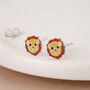 Sterling Silver Lion Stud Earrings – 8mm, thumbnail 1 of 4