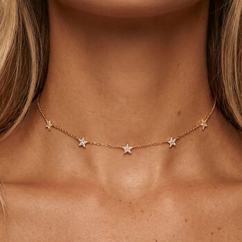 Gold Or Silver Star Charm Necklace Or Choker, 4 of 5
