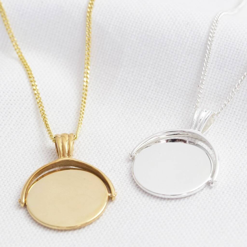 Personalised Large Gold Sterling Spinning Disc Necklace By Lisa Angel