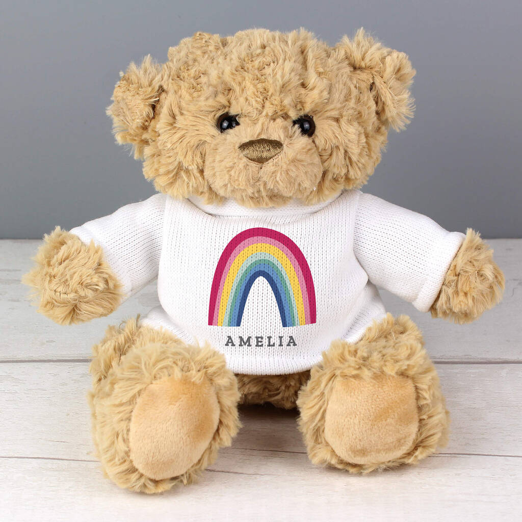 life size rainbow teddy bear