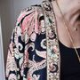 Black, Rose And Gold Floral Baroque Viscose Long Summer Jacket, thumbnail 4 of 5