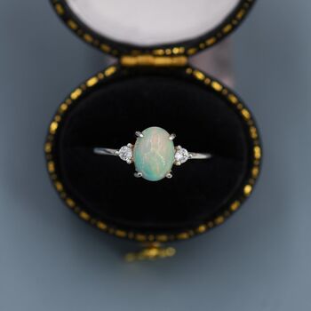 Sterling Silver Genuine Opal Ring, 9 of 12