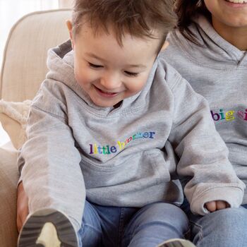 Rainbow Embroidered Little Brother Hoodie, 2 of 4