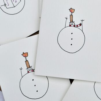 Pack Of Six Snowmen Carolling/With Robins Cards, 2 of 4