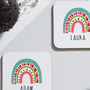 Bright Rainbow Personalised Christmas Coasters, thumbnail 2 of 2