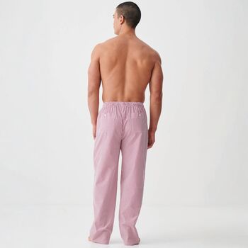 Men's 'St James Red' Pinstripe Crisp Cotton Pyjama Trousers, 2 of 4