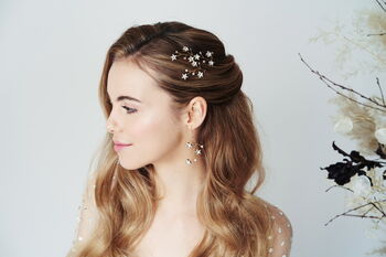Star Swarovski Crystal Wedding Hairpins Set Lunaria, 3 of 8