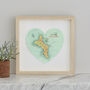 Personalised Seychelles Map Heart Print, thumbnail 1 of 3