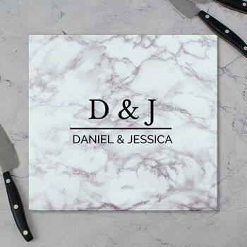 Personalised Marble Effect Glass Chopping Board, 3 of 5