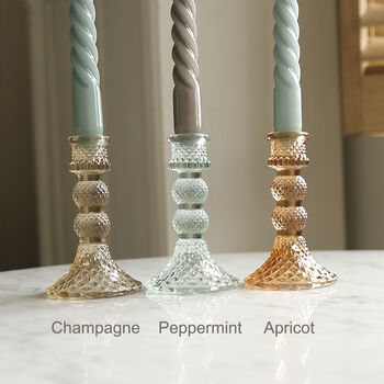 Coloured Cut Glass Candlestick, 3 of 3