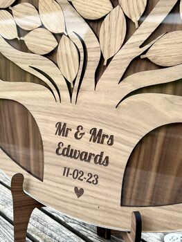 Personalised Oak Tree Wedding Guest Book Alternative – Wooden Drop Box, 2 of 3