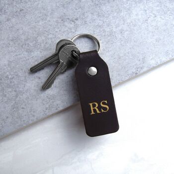 Handmade Personalised Initial Leather Keyring, 3 of 10