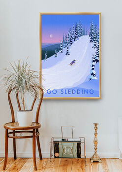 Go Sledding Travel Poster Art Print, 5 of 8