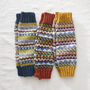 Fair Trade Fair Isle Handknit Waste Wool Legwarmers, thumbnail 1 of 6