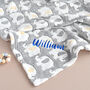 Personalised Unisex Grey Elephant Baby Blanket, thumbnail 1 of 6