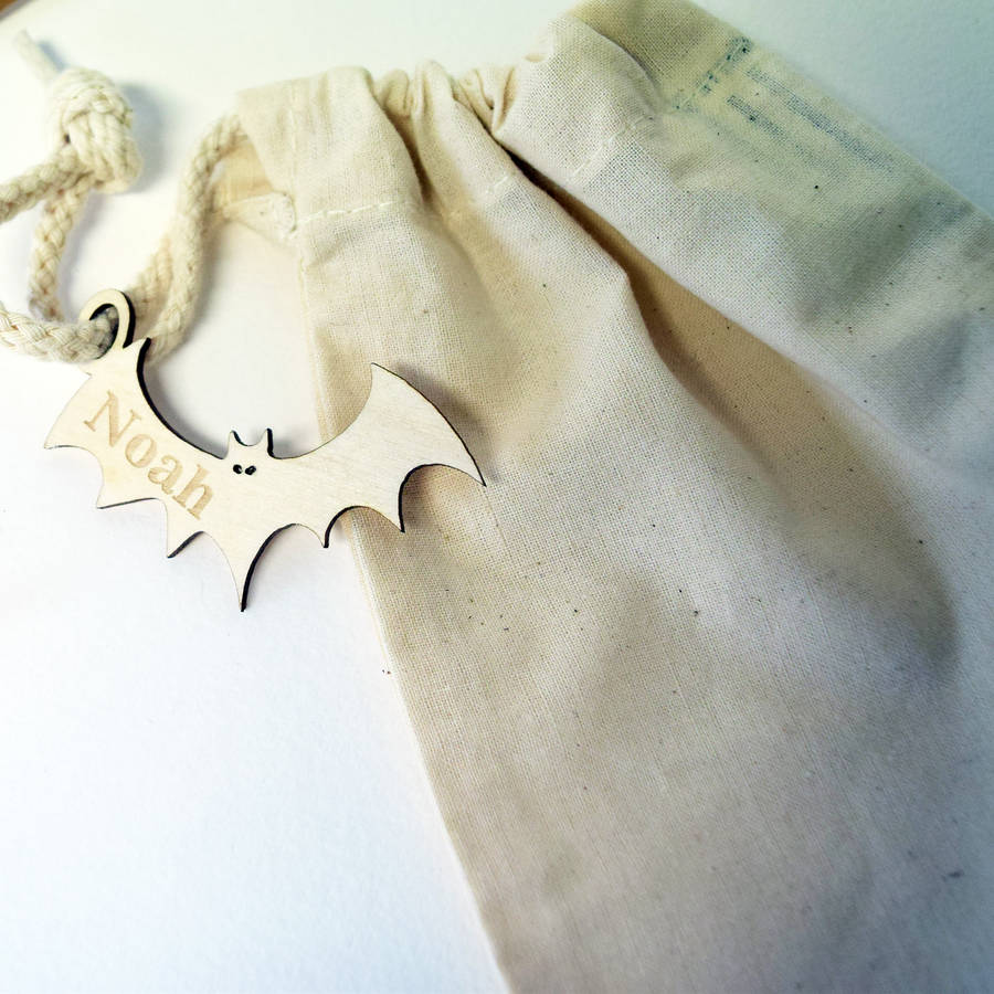 personalised halloween bat tag and trick or treat bag by hickory