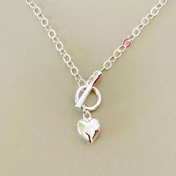 Silver Plated T Bar Heart Necklace, 4 of 5