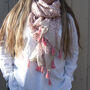 Pink Printed Ikat Tassel Summer Scarf, thumbnail 2 of 12