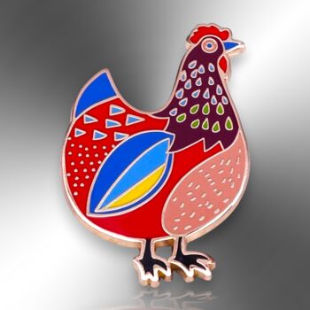 Colourful Hen Chicken Hard Enamel Pin, 3 of 8