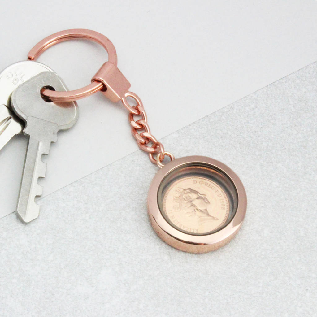 Image of 30th Birthday Rose Gold Penny Locket Keyring