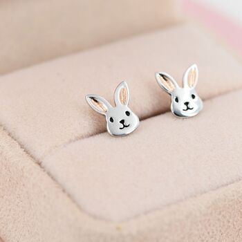 Sterling Silver Cute Bunny Head Earrings, 5 of 12
