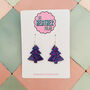 Large Purple Glitter Christmas Tree Earrings, thumbnail 1 of 4